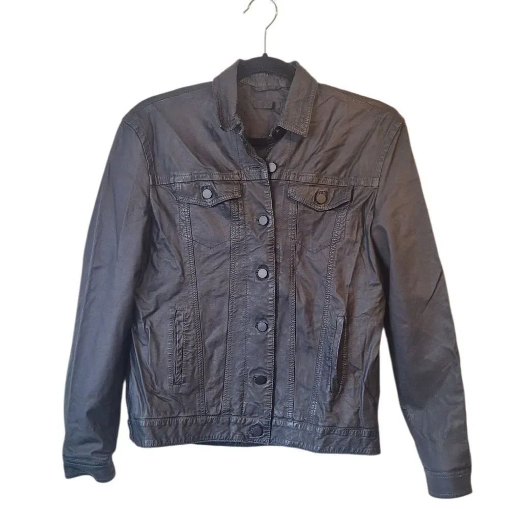 ATM Black Waxy Leather Cargo Jacket Women's Size XS